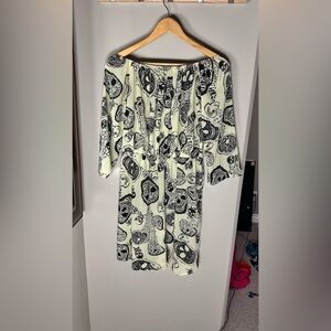 NRT Custom Black and Cream Skull Print Dress